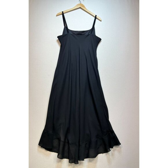 Believe Womens Midi Tank Slip Dress Size 16 Black Sleeveless Ruffled Hem Summer - Picture 9 of 11